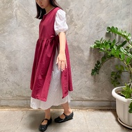 Linen Apron Dress by mnw.curated (Hijab Apron, Pinafore Apron, Korean Japanese Style Cooking Dress)