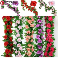 CHINK Artificial Rose Vine, Plastic Silk 7 Colors Hanging Flowers Rattan,  2. 9 Heads Fake Plants Le