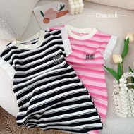 CS189 horizontal striped sundress with mussel sleeves for girls