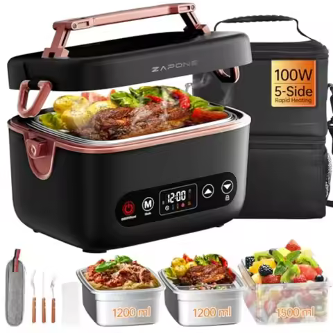 2X1.2L Cordless Electric Lunch Box For Adults6x4000mAh Rechargeable lunch box Upgared 100W 5D Surrou