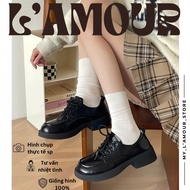 (1 SIZE BACK) Korean Vintage Retro Lace-up Oxford Leather Shoes - Mizee Oxford Shoes