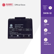 SUNNY เเบตเตอรี่เเห้ง SLA 12V 18Ah รุ่น SN18-12 Battery Sealed Lead Acid เหมาะสำหรับไฟสำรองฉุกเฉิน/U