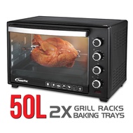 PowerPac Electric Oven 50L with Rotisserie and convection functions  2 trays and wire mesh (PPT45)