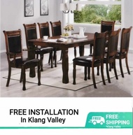 Q 10 Solid Wood 1+8 Dining Set / Solid Wood 8 Seater Dining Table Set / Solid Wood Dining Table With 8 Chairs / Solid Wood Dining Set (model T3570) (TCG)