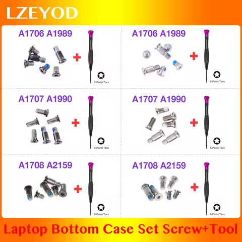 New For Apple MacBook Pro A1706 A1989 A1707 A1990 A1708 A2159 Bottom Case Cover Screws Set + Screwdr