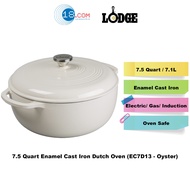 Lodge EC7D13 - 7.5QT Enamel Cast Iron Dutch Oven with Lid - Premium Oyster Grey Cookware for All Sto