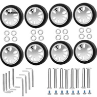 8pcs Luggage Wheels Replacement Kit,Dia 2in/50mm Thick 0.47in/12mm Resistant Rubber Mute Caster Repl