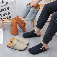 Leather clogs shoes for men's close sandals for Buckle Half shoes