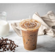 [Ready Stock] PET Cup Boba Bubble Milk Coffee Latte Tea Cup Disposable Take Away With Flat Dome Lid 