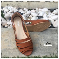 Plus size item Women outer wear plain hollow out soft insole comfort slip on open peep toe flat cour