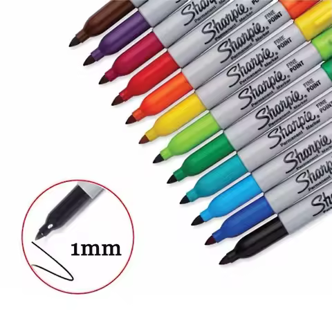 12colors Sharpie 30001 Permanent Paint Marker 1mm Round Toe Oil Marker Pen Marker for Metal Car Pain
