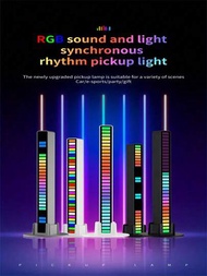 1入組rgb Led燈條音樂聲控震頻環境燈氛圍夜燈,適用於酒吧、車內、房間、電視、遊戲裝飾,採用插頭式模型
