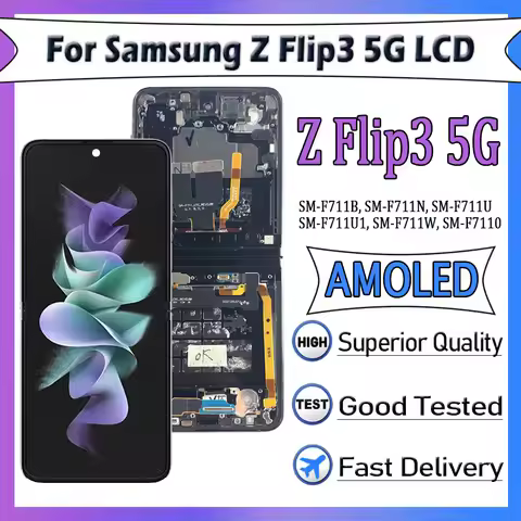 Dynamic AMOLED For Samsung Galaxy Z Flip3 5G LCD Display Touch Screen Assembly For Samsung Z Flip 3 