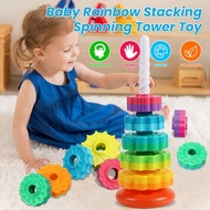 Rainbow Stacking Tower Color Recognition Building Blocks Educational Toys for Kids Spinning Tower To