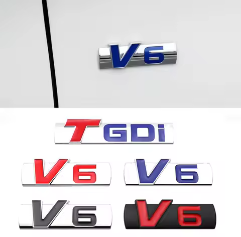 3D Metal TGDI V6 Logo Car Side Emblem Sticker Rear Trunk Badge for Geely Coolray Emgrand GX3 MK CK E