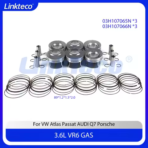 VR6 3.6L Engine Pistons & Piston Rings Kit Fit 3.6 L For 2006-2017 Audi Q7 VW Passat Touareg CC Pors