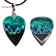 Guitar Touch  Pick Epoxy Resin Guitar Pick Northern Lights Necklace  Guitar Pick