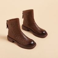 Sedang Fashion Mewah Cantik Full Kulit Sepatu Martin Boots Panjang Selutut Wanita Hak Cewek Casual P