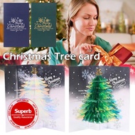 3D Christmas Tree Greeting Card Creative Glitter Christmas Card Gift J3Z6
