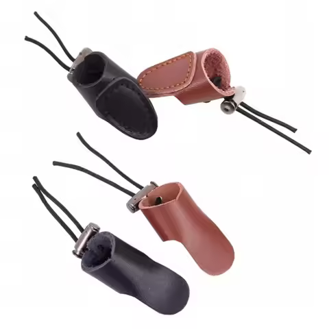 x1 Soft Cow Leather Archery Finger Guard Finger Tip Protector Practice Archery Thumb Ring Tab Shooti