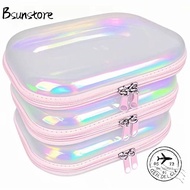 BSUNSTORE Transparent Laser Storage Box, Multifunctional Stack Combination Transparent Zipper Hard B