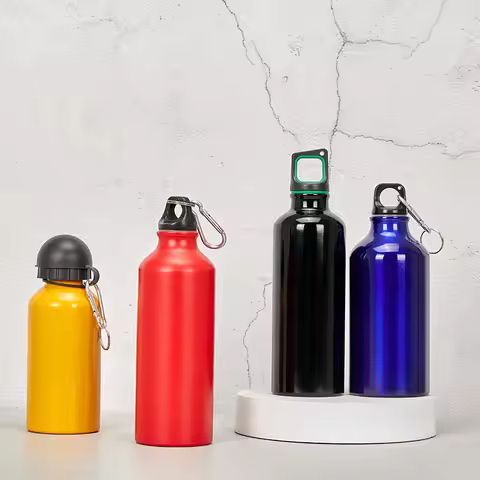 custom single wall construction twist-on lid 26oz aluminum sport water bottle with carabiner