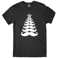 Fast Shipping Print Moustache Christmas Tree Mens Funny Christmas T-Shirt Cool Gift Good Idea