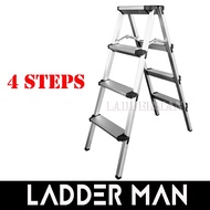 4 Step Lightweight Foldable Aluminium Frame Double-Sided Stool Ladder