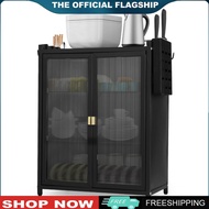 [CHAMAIR STORE]3-Tier Kitchen Countertop Cabinet Dustproof Dish Cabinet with Double Door Drainer Cab