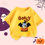 Kaos Happy Halloween Booey Bluey T-Shirt Trick or Treat Tee Shirt Kids Adults Halloween Cosplay Cost
