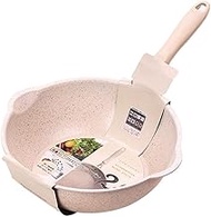 DPWH Frying Pan, Beige Pan Small Frying Pan Non-stick Cooker Non-stick Cooker Nougat Home Wok Deep Frying Pan Wok Induction Cooker Gas Stove Universal 7 9 10 11 Inches (Size : 20cm)