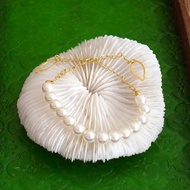 A│日本中古仿珍珠領鈕扣掛飾 和服腰飾金鍊子 高級\古著珠寶首飾