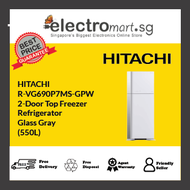 HITACHI 2-DOOR FRIDGE  R-VG690P7MS-GPW GLASS PURE WHITE 550L