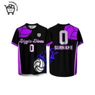 NEW Custom Volleyball Jersey Black Orange 0 Personalized Name Number Diggin Divas Jersey for Women V