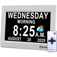 MASSII Upgraded Loud Voice Talking Digital Clock with Time Date, 19 Alarms Custom Reminders, Calenda
