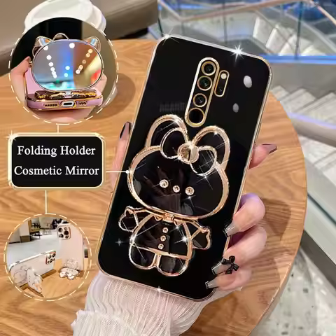 Note8pro Luxury Plating Mirror Holder Case On For Xiaomi Redmi Note 8 Pro 8pro 9 7 9s 8t Silicone St