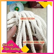 Macrame cotton rope, ivory embellished rope size 7mm