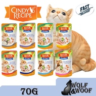 (Ready Stock) Cindy's Recipe Essential Wet Cat Food Pouch 70G [Cindy Recipe/Cindy makanan basah kuci