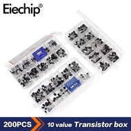 200PCS PNP NPN Transistor Kit 2N2222 2N3904 2N3906 BC337 BC547 BC557 S8050 S8550 S9012 S9013 10 valu