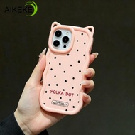Cute Polka Dots Cat Ears Phone Case For Samsung Galaxy A73 A57 A56 A55 M55 F55 A54 A53 A52 A52S A51 