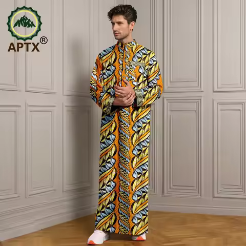 APTX 3-Pcs Muslim Men Robe Abaya Set Long Sleeve Embroidery Casual Festival Middle East Arab Clothes