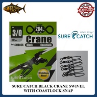 SURECATCH Black Crane Swivel With Coastlock Snap SWBCCS / Swivel Snap