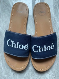 Chloe 藍色帆布拖鞋
