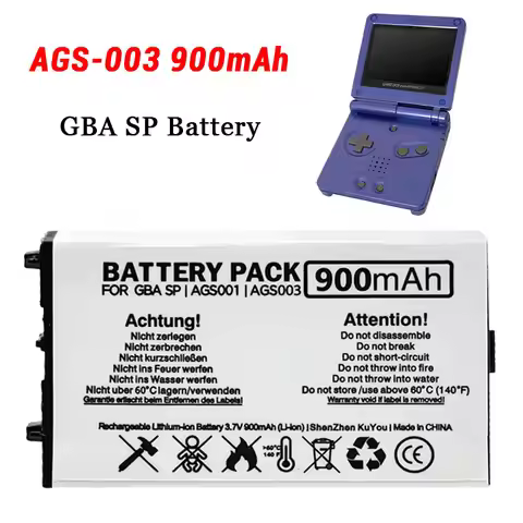 AGS-003 Lithium Battery 3.7V 900mAh Rechargeable for Nintendo GBA SP Gameing Console Game Boy Advanc