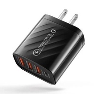 創意小品 - Travel US美規3.0 PD充電器 快充充電USB插頭 4插位 Type-C PD20W x 1 USB x 3 (黑色)