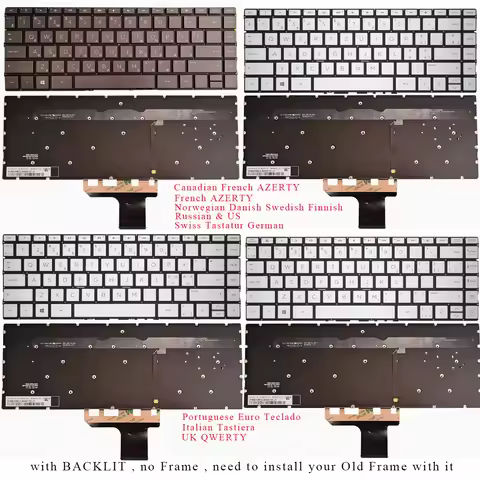 New Canadian French Italian Nordic Portuguese Swiss UK Keyboard For HP 13-AN 13-AP Envy 13-AG 13m-AG