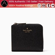 100% Authentic and Brand New Kate Spade Shimmy Glitter Boxed Small l-zip Bifold Wallet (Black)