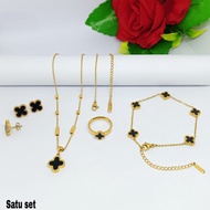 HITAM Black kloper Flower Model Titanium Jewelry Set