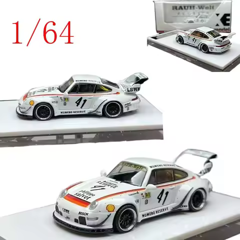 XKE Diecast 1/64 Scale ‌Porsche 993 RWB "White #41" Livery Alloy Car Model Toys for Boys Gift