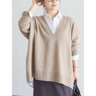 ZOEYJA JS Music Wool Cashmere V-neck Knit Sweater